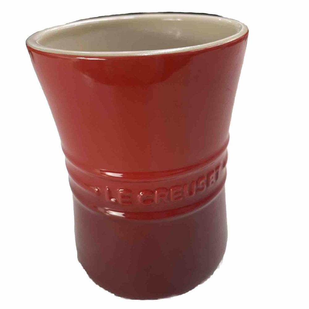 LE CREUSET Cerise Stoneware Utensil Holder Red Orange Ombre Crock